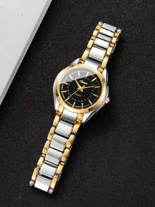 两枚女士奢华腕表，圆形表盘，双色不锈钢表带。时尚设计，适合日常通勤、约会及其他场合。是送给女友、家人和朋友的贴心礼物，适合母亲节、生日、圣诞节及日常佩戴，尽显品质与优雅。不含包装盒。