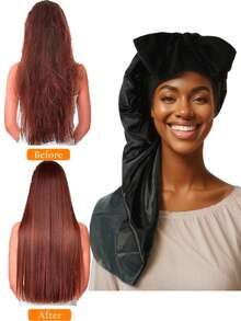 1pc Black Sleeping Cap, Women's Pink Elastic Drawstring Long Satin Silk Sleep Cap, Curl Hair Wrap, Long Hair, Braids, Dreadlocks, Curly Hair Silk Sleep Cap, Satin Bow Sleep Cap Sleep Bonnet - Multicolor 1pc - View 8