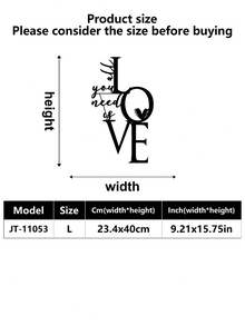 1件浪漫金属墙饰 - 醒目的LOVE字母 - 简约婚礼、周年纪念、情人节礼物 - 家居装饰，情侣完美之选 - “你只需要爱”装饰，优雅书法设计，手工铁艺，爱心金属墙牌，情人节情侣礼物，房间装饰的完美之选