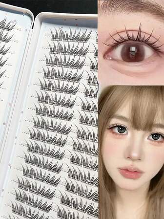 LIMEIKAI 16 Pairs Natural Look Thin Lightweight Blue Teardrop False Eyelashes, High Volume