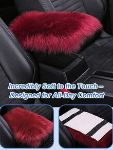 Plush Velvet Armrest Cover Pad – Soft Velvet Center Console Pad For Car SUV Truck, Universal Fit Warm Winter Interior Cushion, Non-Slip Polyester Console Seat Box Protector,Luxurious Faux Fur Armrest Pads,Comfortable Center Console Support And Stylish Interior Upgrades - 紫色 - 查看 5