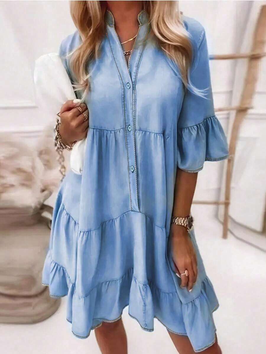 Women's Casual, Loose-Fitting Wide-Leg Jeans, Y2K Street Style, Suitable For All Seasons, Perfect For Everyday Outings, Back-To-School Season, Parties, Country Music Concerts, Etc. Also A Favorite Among Female Teachers For Casual Outings. Perfect For Women's Party Dresses And Vacation Wear. - Màu xanh nhạt - Xem 1