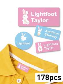 Custom Name Waterproof Stickers, Cute Cartoon Style Labels Stickers, Personalized Name Label Stickers For Clothes, Customized Decorative Tags. - Style 14 - View 11