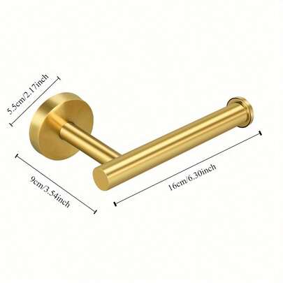 Geborsteld gouden wandgemonteerde toiletrolhouder - RVS tissueroldispenser voor badkamer en keuken, vereist boren voor installatie
