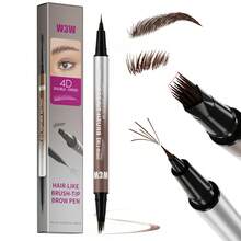 W3W 2-In-1 Eyebrow Pencil & Eyeliner, Natural Waterproof Sweat-Resistant Long-Lasting Buildable Eyebrow Pencil, Women Dual-Ended Micro-Sculpting Eyebrow Pencil, Waterproof, Creates Defined Natural Brows, With Built-In Eyebrow Brush