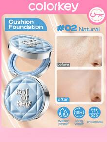 COLORKEY Luxury Caviar Makeup Cushion Cream, Foundation Cream, Cover Under Blemishes & Skin Discoloration, Long-Lasting, Invisible Pore, Lightweight, Breathable, For Beginner For Women For Daily Use, Gift For Women Mom Wife Sister Teen Girl Friend, For Party, For Travel - 02 自然 - 查看 1