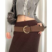 Hot Girl Wide Waist Belt Women's New Retro High-End Fashion Short Skirt Accessory Belt Brown - 常規款 - 查看 5
