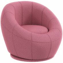 HOMCOM Swivel Chair, Plush Chair, Single Chair With Load Capacity Up To 120 Kg, Pink, For Living Room And Relaxation On Site. - 1 - View 9