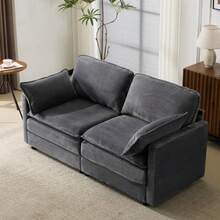 Modern minimalistisk 2-Sitzer-Soffa, bekväm och geräumig, geeignet für Wohn-/Schlafzimmer - Grå - Visa 3