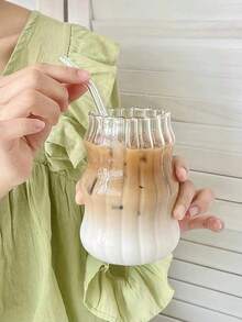 2/1pc 550ml 玻璃咖啡杯(无吸管)适合家庭使用,适合女性饮用饮料奶茶杯,适合家庭和办公室用于冰咖啡、果汁、饮料和牛奶,万圣节、圣诞派对、节日用品 - 雲朵玻璃杯 - 查看 9