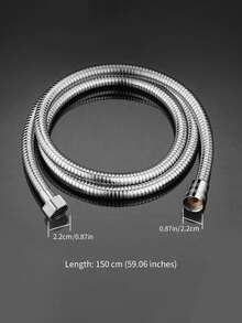 1pc Stainless Steel Shower Hose, Shower Pipe, Anti-Explosion Rain Shower Head Water Pipe, Electroplated Metal Flexible Hose, 1.5m/2m/3m, 59.06in/78.74in/118.11in - Silver - View 14
