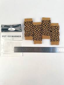 2 Pairs/4pcs Yellow Leopard Print Pet Dog Cat Leg Warmers Knee Pads, Protective Socks, Warm & Breathable Socks Suitable For Small Dogs And Cats (Product Image Shown In XL Size)