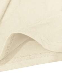 男士宽松休闲圆领短袖T恤，纯色，夏季 - 杏色 - 查看 6