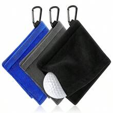 Square Microfiber Golf Ball Cleaning Towel With Carabiner Hook Water Absorption Cleaner Golf Club For Head Wipe Cloth Clean