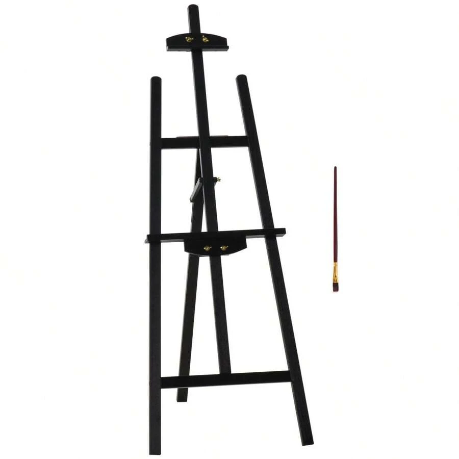 HOMCOM Staffelei Pine Wood Folding 90° Adjustable Sit-Stand Easel For On-Site Art Painting - 1 - View 1