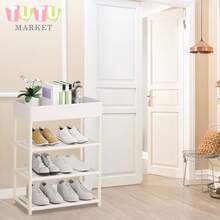 Estante De Almacenamiento Para El Suelo De La Cocina, Carrito Organizador, Estante De Almacenamiento Multicapa Para Sala De Estar, Dormitorio, Estante Con Ruedas, Coche Para Aperitivos, Multifuncional De 4 Capas, El Estante Superior Se Puede Utilizar Para Guardar Objetos, Mientras Que Los Tres Estantes Inferiores Se Pueden Utilizar Para Guardar Zapatos, Carrito De Almacenamiento Multiusos Para La Cocina Con Ruedas, Organizador De Especias, Utensilios Y Alimentos, CamióN De Aperitivos, Estante, Estante De La Sala De Estar Y La Cocina, Estante MóVil, Carrito (Blanco, Negro) - Blanco - Ver 4