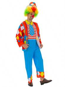 Adult Funny Clown Costume, Men's Clown Outfit (Includes Hat, Jumpsuit And Jacket, Suitable For Carnival Party) - Multicolor - View 4