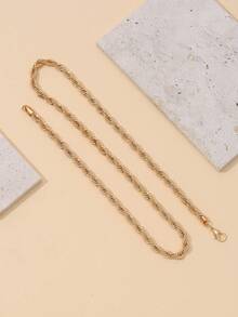 22K镀金扭绳链项链，男女皆宜的嘻哈风格个性化项链，街头时尚日常佩戴及派对必备饰品 - 金色 - 查看 4