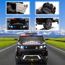 Huisuilinss Ride On Cop Car,12V Electric Cop Car,Battery Powered Cop Car,Ride On Truck For Kids With Remote Control,Megaphone,Flashing Light,Handle,Spring Suspension,Music,Ride On Toys - Black - View 5