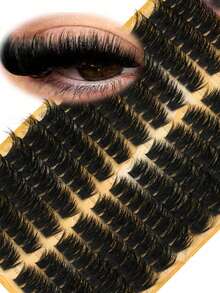 13 Pairs Fluffy False Eyelashes, DIY Fake Lashes, Cluster Lashes, Individual Lashes, Extra Dense Lengthening Lashes, Curled Individual Lashes, Lengthening Lashes, Cartoon Style Extending Lashes, Suitable For Beginners To Use At Home, Super Dense Lashes, Suitable For Various Occasions Like Weddings And Galas, Can Be Freely DIY - D - View 2