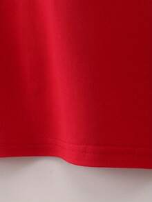 Camiseta informal de mujer con estampado de pollitos navideños, cómoda camiseta de manga corta y cuello redondo, ideal para primavera y verano, fiestas navideñas y conjuntos de invierno, adecuada para cualquier ocasión, color liso, estilo informal, fiestas navideñas, Día de San Patricio, reuniones familiares, uso diario. - Rojo - Ver 4