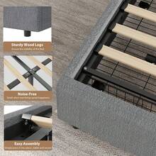 Meiyiu Twin/Full/Queen Size Bed Frame With Storage Drawers, Upholstered Boucle Platform Bed With Round Headboard, Heavy Duty & Noise Free, No Box Spring Needed - Grey-Twin - Xem 7