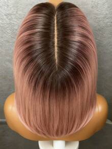 13x4x1 HD Ombre Pink Colored Silk Straight Wig Human Hair With Dark Roots 250 Density Lace Clousre Wigs Human Hair Pre Plucked With Baby Hair Pink Straight Tpart Lace Wigs Human Hair Brazilian Remy Wig For Women Natural Hairline - 根根分明與漸層 - 查看 7