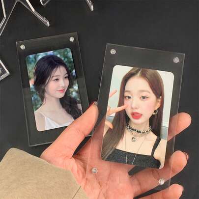 3 st akryl fotoram, personlig transparent magnetisk flytande ram, kan infoga dina egna foton, lämplig som present till mamma, pappa, honom, henne, vänner, skrivbordsdekoration