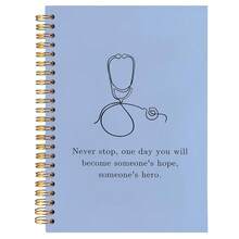 BearCake Blue Nursing Student Future Nurse Doctor  Graduation Student Gifts,Nurse Stethoscope  Doctor Notebook Journal, Hardcover Spiral Notebook 5.5x8.3,White-Annotation-Neverstopblue - 白色註釋-永不停歇的藍色 - 查看 1