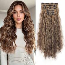 Clemă sintetică pentru a atașa peruci, mărind volumul părului, prelungind lungimea. Potrivită pentru femei, pentru a fi purtată în diverse ocazii, cum ar fi Crăciunul. - Multicolor - Vizualizare 2