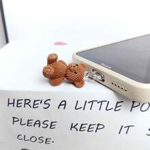 Charm anti-poussière mignon en forme d'ours pour téléphone - universel pour ports & Type-C, décoration anti-poussière adorable, cadeau parfait pour les amateurs d'ours - Multicolore - Voir 5