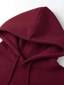 Sudaderas de Mujer Sudadera casual de mujer con capucha, color rosa, estampado de fresas y lazo, versátil y cómoda - Burdeos - Ver 3