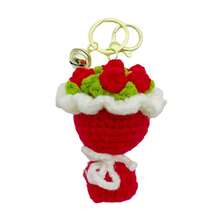 1个/2个手工钩编玫瑰花钥匙扣，DIY小饰品花束收纳架，创意生日礼物，仿真花包挂饰 - 彩色 - 查看 10