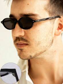 1 Pair Retro Oval Acrylic Fashion Glasses For Men, Suitable For Holidays, Daily Wear, And Gift - Multicolor - View 16