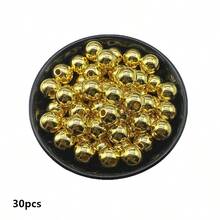 Hạt tròn Acrylic màu vàng 4/6/8/10mm dùng làm đồ trang sức làm dây đeo điện thoại di động DIY thời trang vòng tay vòng cổ phụ kiện trang trí - Vàng - Xem 9