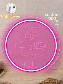 Customized Neon Sign For Nail Salon, Personalized Nail Art Neon Sign Designed Specifically For Nail Salons, USB-Powered LED Nail Art Wall Decor Sign. - The Perfect Choice For Personalized Gifts And Beauty Studio Decor! - Multicolor - View 2
