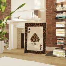 1幅无框黑桃A豹纹印花画，幸运女神魅力墙饰，复古赌场动物图案装饰画，适用于卧室、客厅、宿舍 | 房间装饰画，复古装饰，宿舍必备 - 彩色 - 查看 3