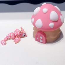 1set/2pcs 3D Printed Mushroom House + Mushroom Dragon Model Table Decoration Sculpture Table, 3D Printed Movable Articulated Animal Table Simulation Model, Stress-Relieving Creative Festival Gift Table Gift - Multicolor - View 11