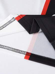 2pcs/Set Young Boy's Casual Sports Style Outfit, Black & White Contrast Color Block "SPORTS" Letter Striped Star Number "7" Graphic Round Neck Short Sleeve T-Shirt Paired With Loose Black Shorts, Football Uniform Set, Suitable For Outdoor, Back To School, Commute, Social Events, Spring/Summer