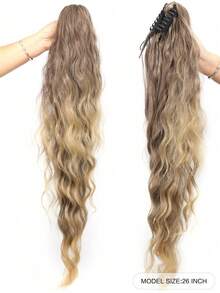 Synthetic 26Inch Long Wavy Claw Clip On Ponytail Hair Extension Blonde Ponytail Extension For Women Pony Tail Hair Hairpiece - Multicolor - View 21