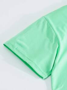 男士轻薄薄荷绿套装（2件套），宽松圆领T恤+工装短裤，休闲运动风，适合海滩、度假和旅行。 - 綠色 - 查看 6