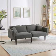 Sofa Bed With Bed Function, Adjustable Angle, Golden Legs, With Cushions And Side Storage Pockets - Antique Gray - View 5