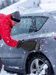 Multi-Function Car Ice Scraper Snow Brush Set With Warm Gloves - Heavy Duty Winter Deicing Tool Kit, Windshield Scraper And Snow Shovel Attachments, Scratch-Free Deicer (Black/Red/Blue) - Single-Handed Operation, No External Tools Required