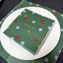 20 piezas Servilletas de papel navideñas, tamaño plegado de 5 pulgadas, impresas con HOHOHO, servilletas de cóctel de 3 capas, servilletas de papel desechables decorativas de Papá Noel de colores para postre, servilletas para bebidas para fiestas, bodas, cumpleaños y decoración de fiestas navideñas