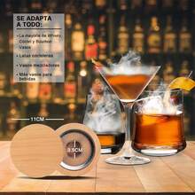 Kit para Ahumar Cócteles, Ahumador de Cocteles, Set de Whisky Ahumado con 4 Virutas de Madera Saborizadas y Cubitos de Hielo Reutilizables para Cócteles Old Fashioned, Bebidas - Regalos Bourbon - 1 - Ver 4