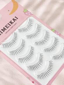 5对自然透明3D U型纤细假睫毛，打造完美眼妆，适合初学者，低过敏性