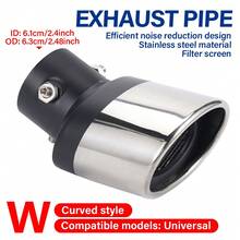 1.5" - 2.1" Stainless Steel Bolt-On Car Exhaust Muffler Tip, Silver