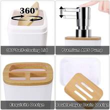 YESagoodShop Bathroom Set Black Trash Can  9 Piece Decor Toothbrush Holder Cup Lotion Dispenser Tray Soap Dish Toilet Brush Qtip 1763699629789 - 浴室套裝 - 查看 3