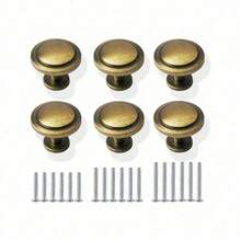 Bronze Vintage Dresser Knobs Antique Round Cabinet Knobs Pulls For Kitchen Metal Round Drawer Knobs Cupboard Closet Wardrobe Zinc Alloy Door Knobs With 3 Sized Screws For Furniture - Bronze - View 7