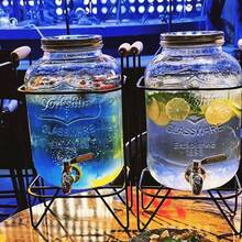 Glass Beverage Dispenser With Faucet, Fruit Tea Barrel, Picnic Drink Dispenser, Cocktail Barrel